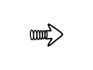 A simple black arrow with a spring, indicating direction and movement with a touch of playful elasticity and dynamic energy