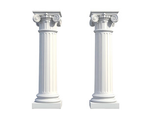 Two white classical architectural columns with ornate tops
