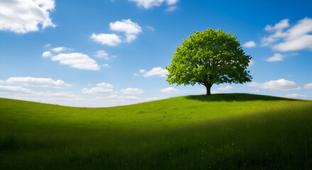 green field and blue sky