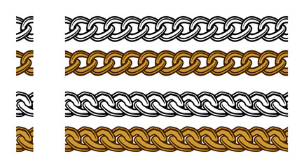 Curb Chain Seamless Pattern Frame Border Jewelry Vector Illustration