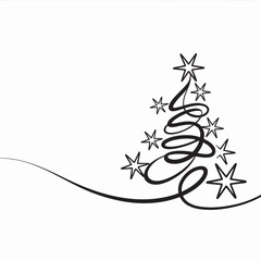 Vector Christmas tree with snowflakes holiday design