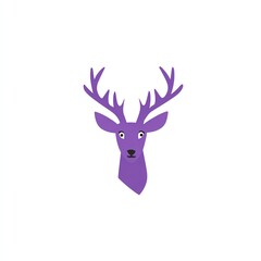 Naklejka premium Purple deer head illustration on white isolated background.