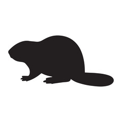 Beaver Silhouette – Minimalist Black Icon of Wildlife, Nature, and Canadian Symbolism