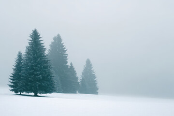 Fototapeta premium peaceful winter morning scene in snowy landscape where christmas bells ring softly in distance