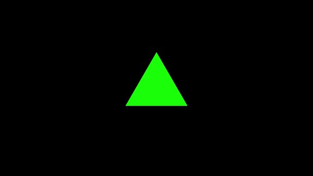 Triangle Geometric Shape - Minimalist solid spinning equilateral triangle on a black background. Ideal for warnings, abstract design, or tech elements.