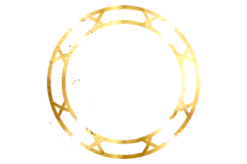 Ornate golden oval frame with intricate geometric design isolated on transparent background