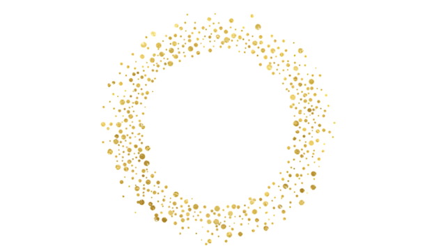 Oval shaped frame of glowing golden and white bokeh lights isolated on transparent background - Powered by Adobe