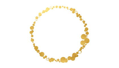 Elegant golden coin necklace with irregular shaped beads isolated on transparent background