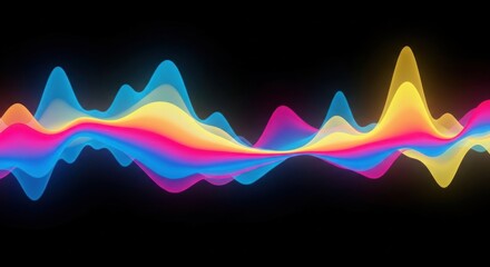 abstract colorful waves on black background 