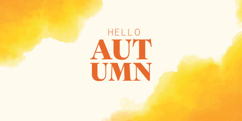 Abstract watercolor orange background. Vector illustration with autumn fall colors. Art backdrop for cards, invitations, web, social media, advertising, design