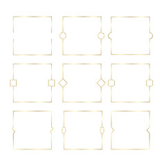 Luxury golden decorative square frames set