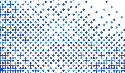 Abstract blue and light blue diamond shapes create a modern pattern against a white backdrop, fading towards the top right corner in a simple yet striking design
