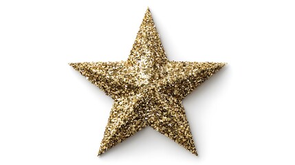Golden glittery star isolated on the white background 