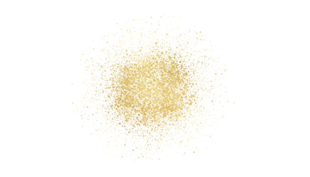 Golden glitter explosion with sparkling particles isolated on transparent background