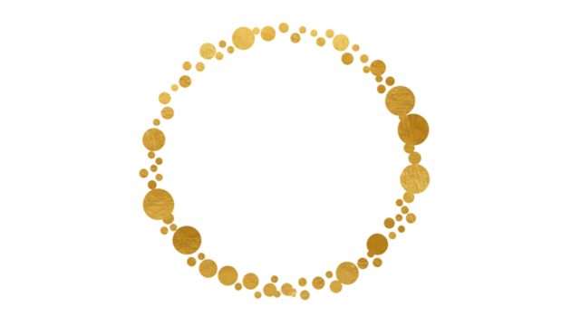 Golden circular frame made of small sparkling coins isolated on transparent background - Powered by Adobe