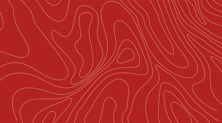 Striking red background featuring organic flowing lines that create a minimalist yet dynamic pattern, evoking topography and a sense of fluid movement across the plane