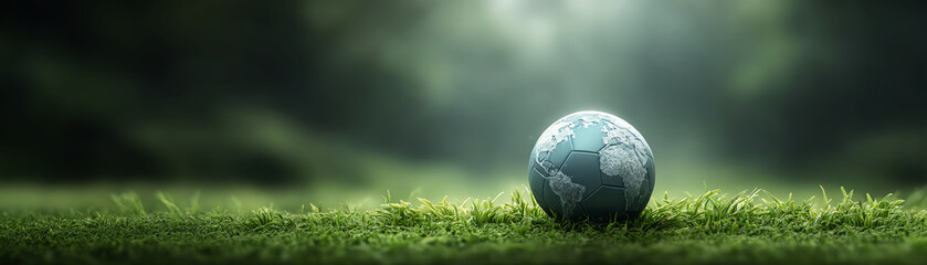 Hopeful globe of planet earth resting in green grass, concept for nature, environment, and future of our world