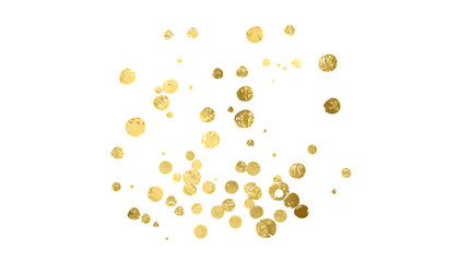 Abstract glowing golden orbs and particles floating in darkness isolated on transparent background