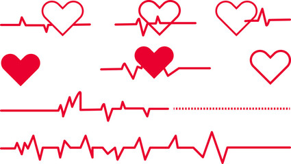 ECG heartbeat line, health care icon logo, vector illustration of heartbeat, EKG, cardiology, medical, digital heartbeat graphics