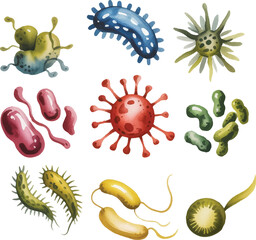set of bacteria and virus