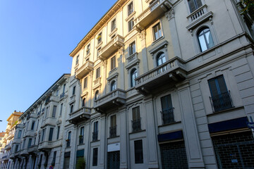 Obraz premium Old residential buildings along via Ferrazzi in Milan, Italy