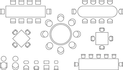 top view of vector illustration of seat plan for office, hotel, home and dining room in PNG, JPG, AI, and EPS format