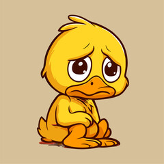 Sad duckling cartoon mascot feels melancholy © Eriek