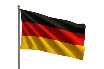 Obraz premium German flag waving on a flagpole, representing europe, national identity, patriotism, and international relations, transparent background