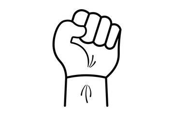 Line-style raised fist icon symbolizing strength, activism, and solidarity. Editable vector for protest, empowerment, or social campaigns