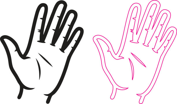 Two stylized hands one black and one pink symbol of support or disagreement illustration