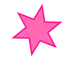 Obraz premium Pink cartoon star shape with bold outline for sticker, pop art, and fun graphic design