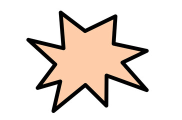 Peach starburst shape with black outline for sticker, comic, and sale label design