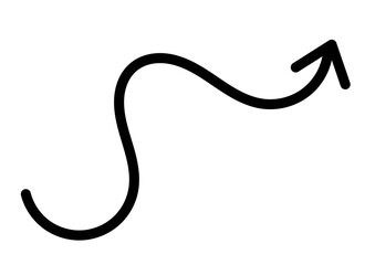 Curved black upward arrow icon for infographic, presentation, and business direction design