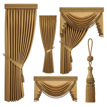 Golden Drapes and Tassel isolated on a transparent background