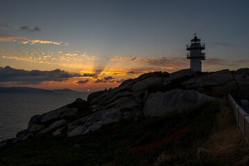 Sunset at the Punta Roncadoira Lighthouse, Lugo. Galicia. Spain.