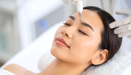 Facial Skin Exfoliation Treatment For Women In Spa Setting, Space For Text