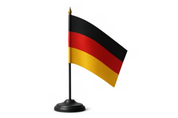 Germany national table flag displaying black, red, and gold stripes, symbolizing german identity and patriotism, with transparent background