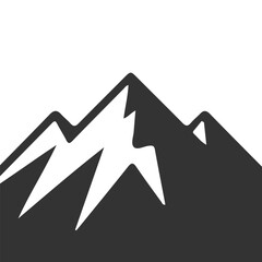 Black and White Mountain Landscape Vector, Sharp Mountain Silhouettes