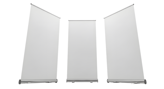Showcase your brand with these versatile, modern, and professional blank roll-up banner displays perfect for any event, trade show, or promotional campaign needing impactful visual communication., PNG