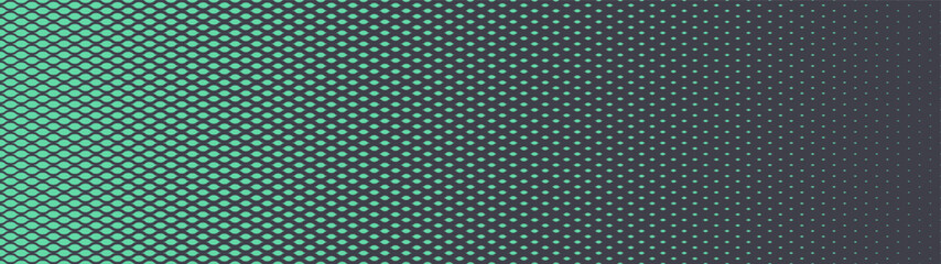 Modern boho scale halftone patterned gradient texture ultra wide 32:9 aspect ratio mint green vector abstract background. Scales half tone ultrawide panoramic format fancy style graphical abstraction