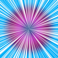 Abstract radial burst of vibrant pink and blue light streaks