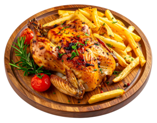 Roasted bird with crispy potato sticks