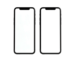 Two modern smartphones with blank screens