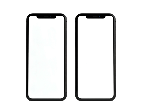 Two modern smartphones with blank screens - Powered by Adobe