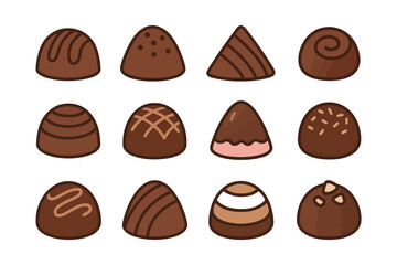 Fototapeta premium Assorted chocolate truffles on white background.