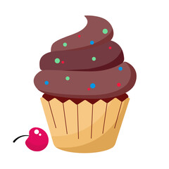 Chocolate cupcake with cherries
