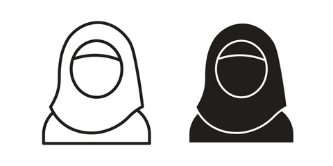 Arab woman icon vector with glyph style. Stroke liner icons