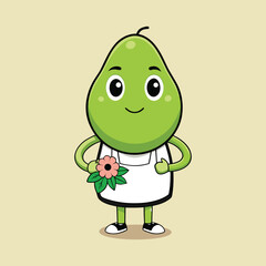 feijoa cartoon fruit holding a flower vector
