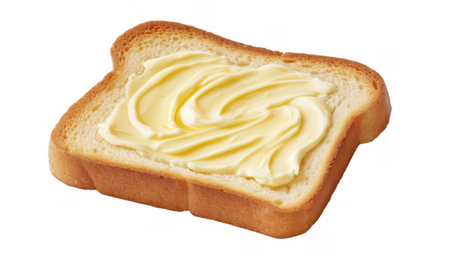 Sliced bread with creamy butter spread on top, created AI, PNG