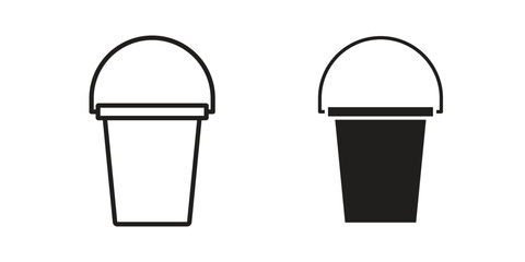 Bucket icon vector with glyph style. Stroke liner icons